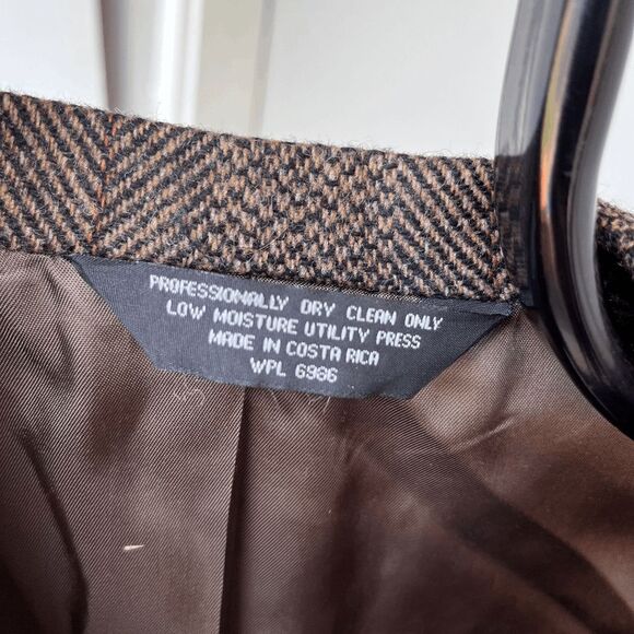 Vintage 80s/90s John Alexander Brown Wool Herringbone Tweed Blazer Jacket - 40 - Picture 6 of 8